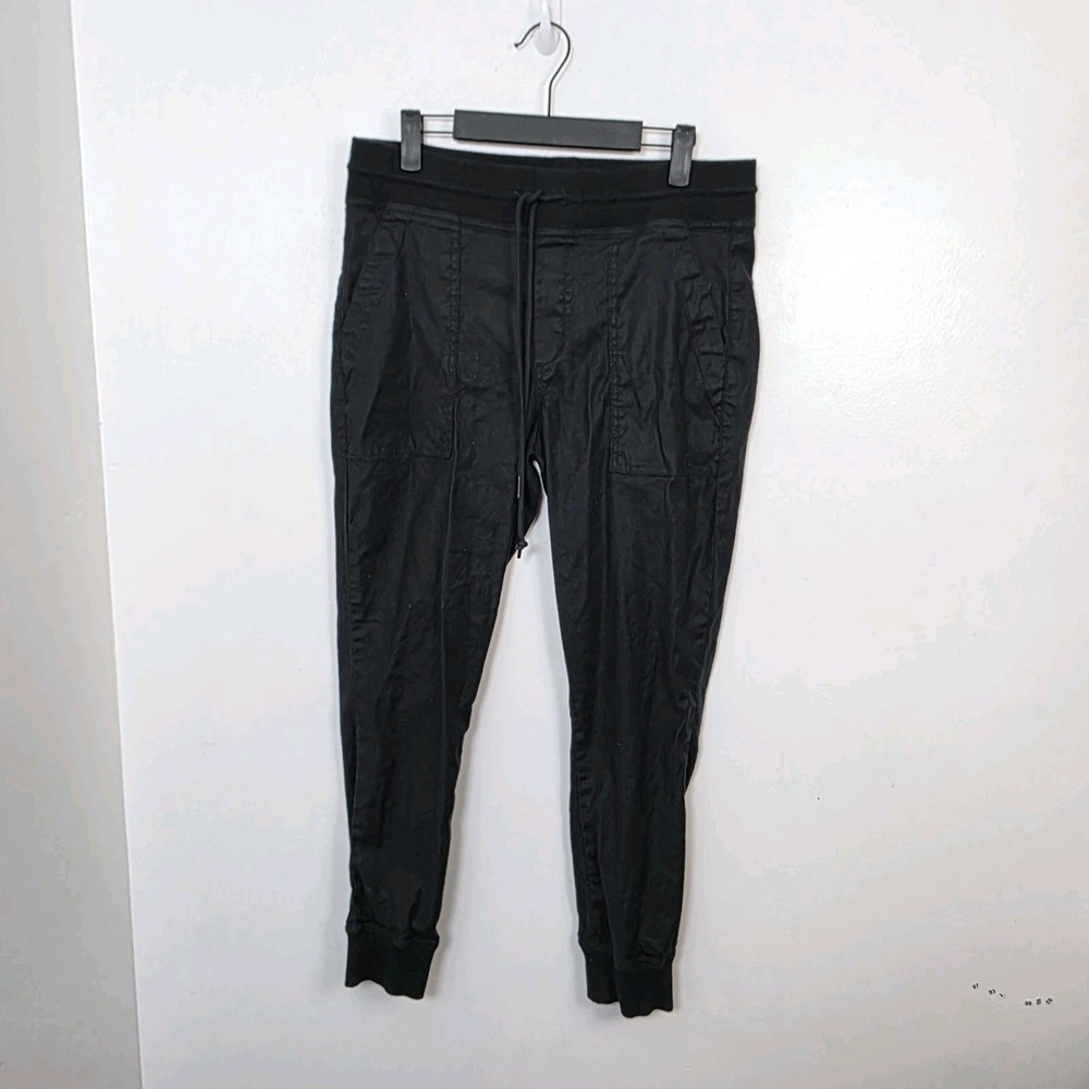 Level 99 Black Linen Blend Drawstring Minimalist Athleisure Joggers Size Medium